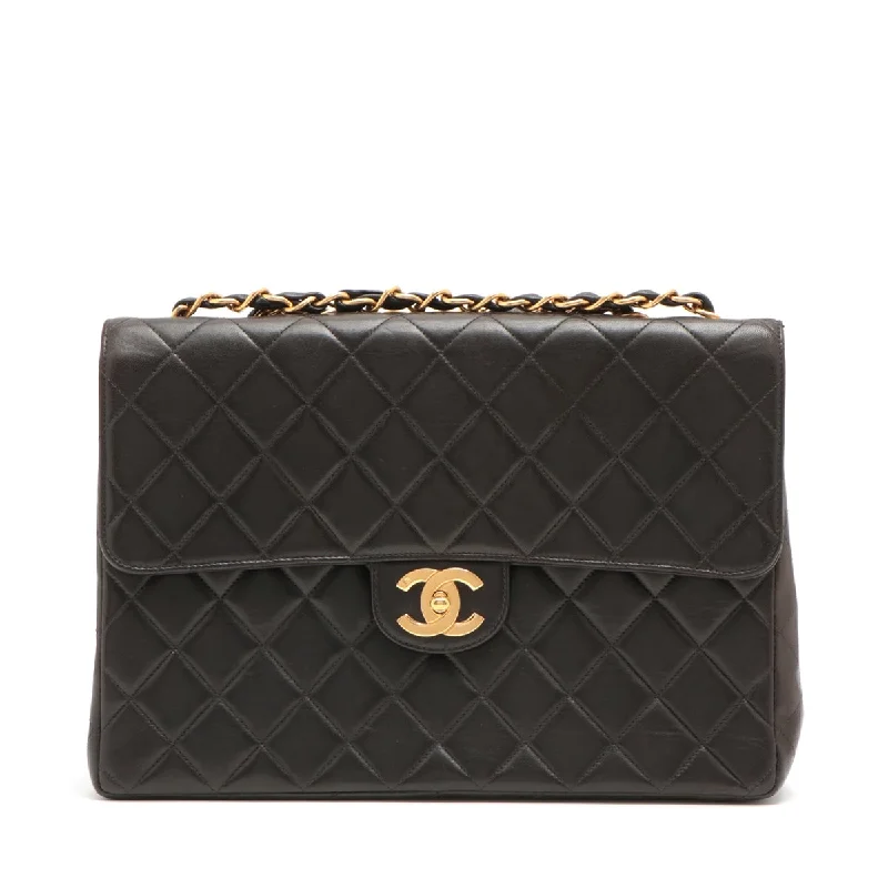 CHANEL DECAMATRASE Lambskinkin Single Flap Double Chain Bag Black Gold  4th