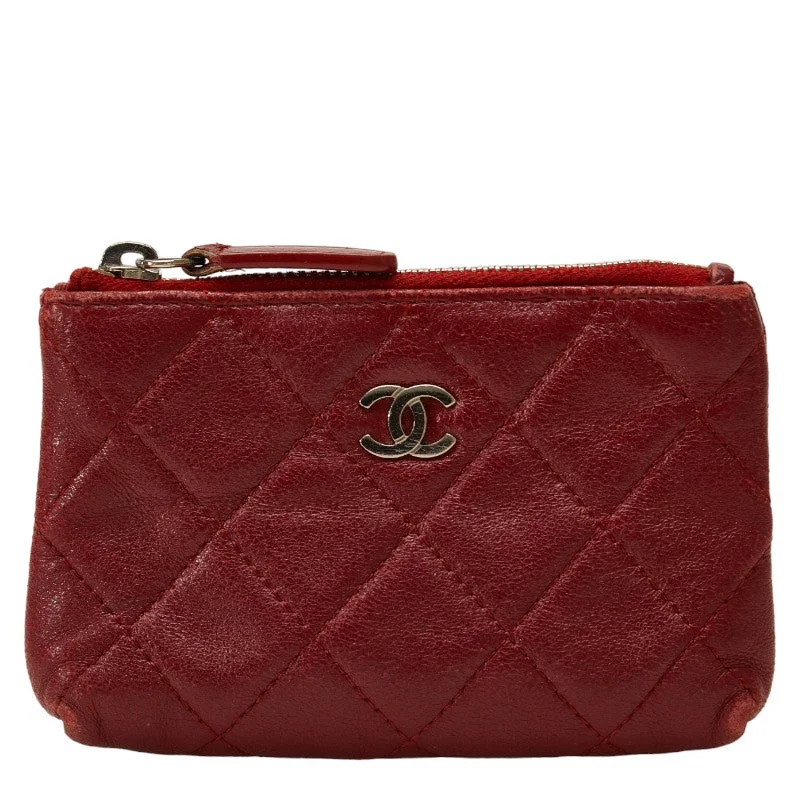 Chanel Matrases Cocomark Coin Cases Wine Red  Leather  CHANEL