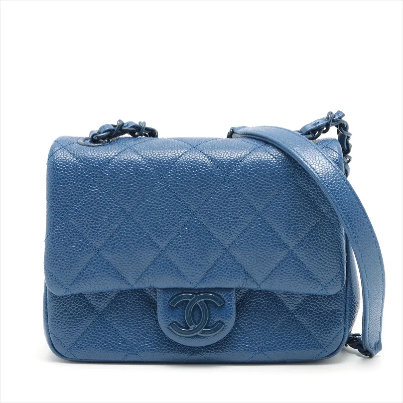 Chanel Matrasse Caviar S Chain Shoulder Bag Blue Silver Gold  29th