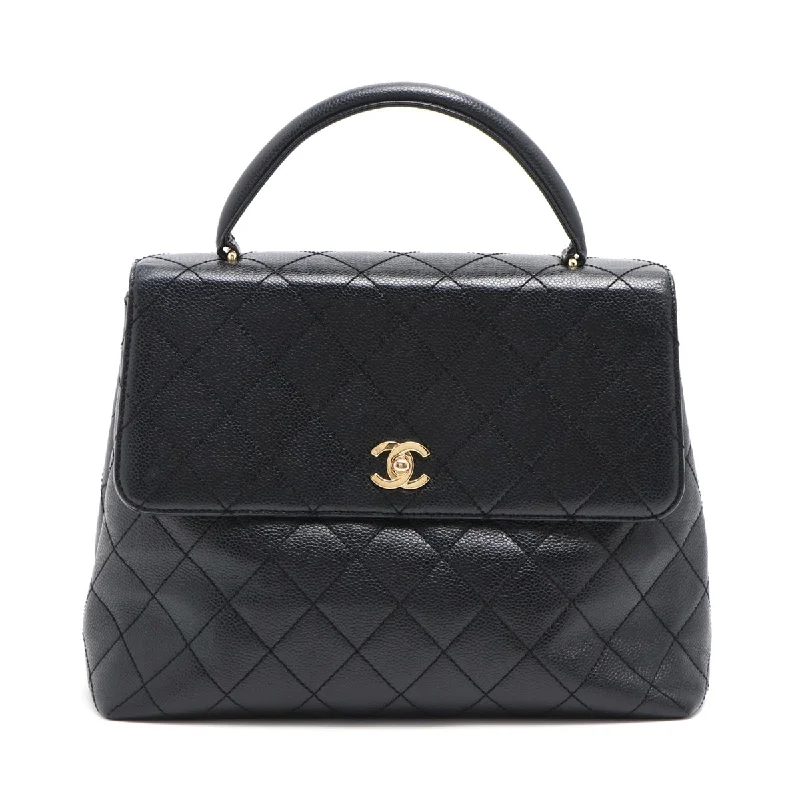 Chanel Matrasse Caviar S Handbag Black Silver Gold