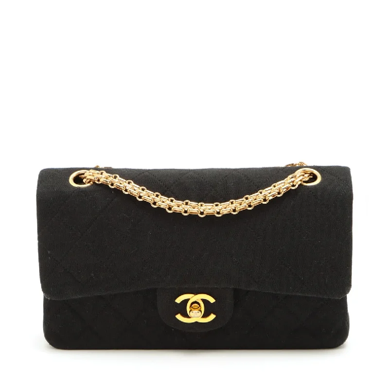 Chanel Matrasse Cotton Double Flap Double Chain Bag Black Gold  0st