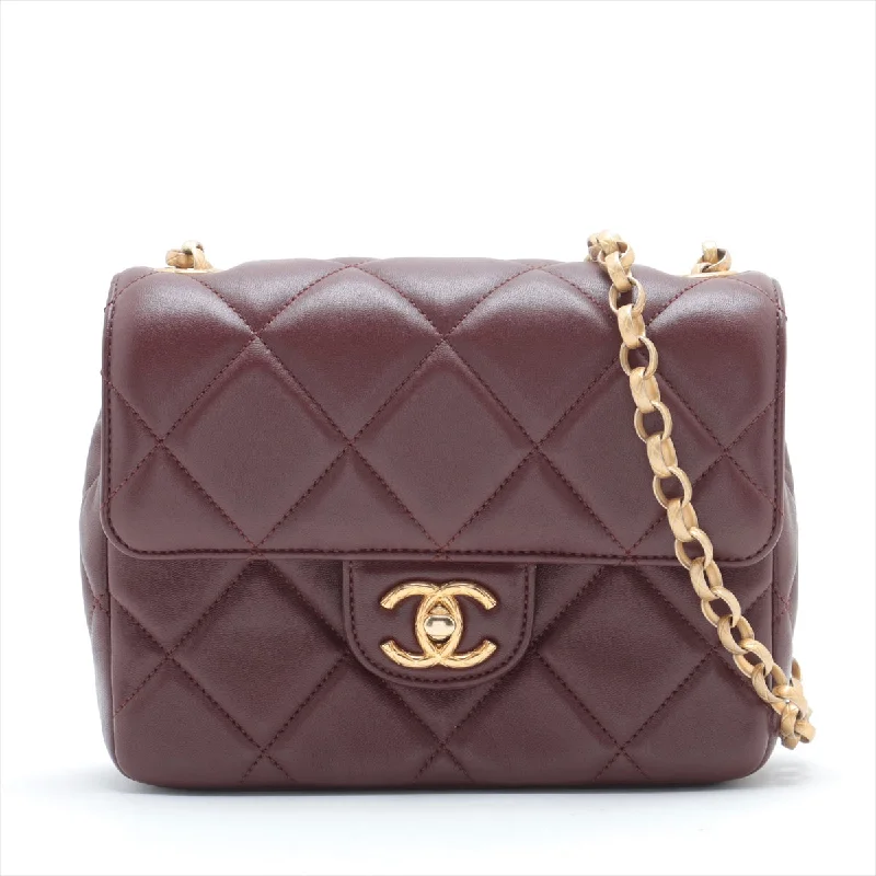 Chanel Mini Lambskin  Single Chain Single Chain Bag Bordeaux Gold  IC Chip