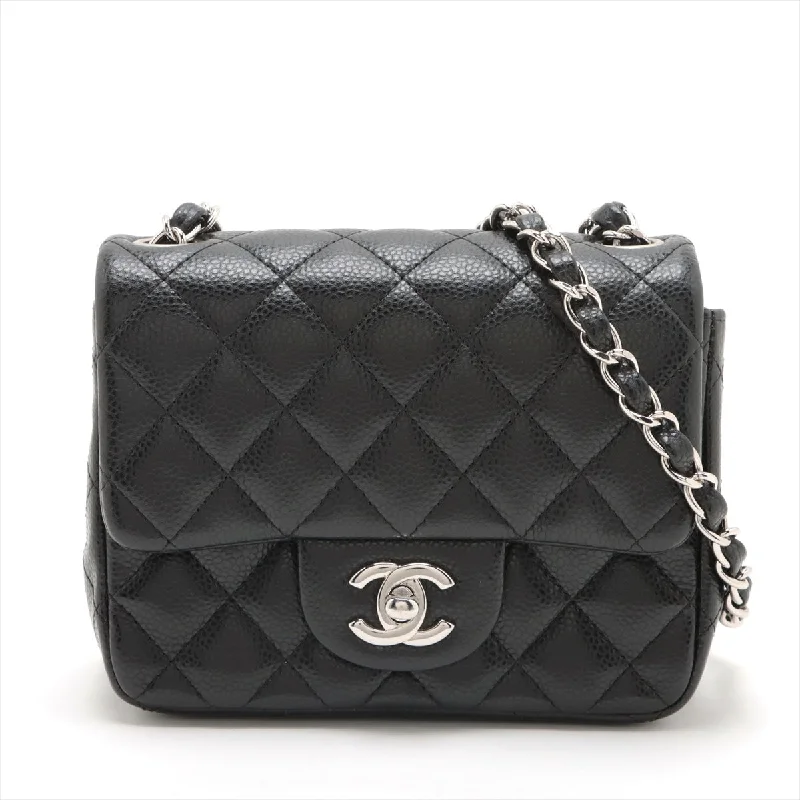 Chanel Mini Matrasse Caviar S Single Flap Single Chain Bag Black Silver  19th