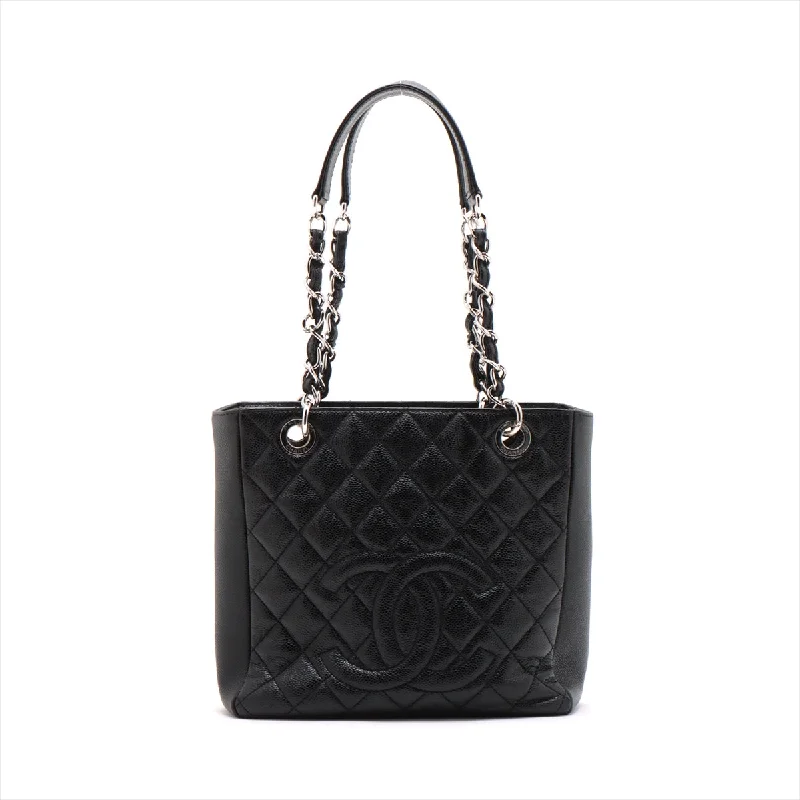 Chanel PST Caviar S Tote Top Bag Black Silver Gold  15th