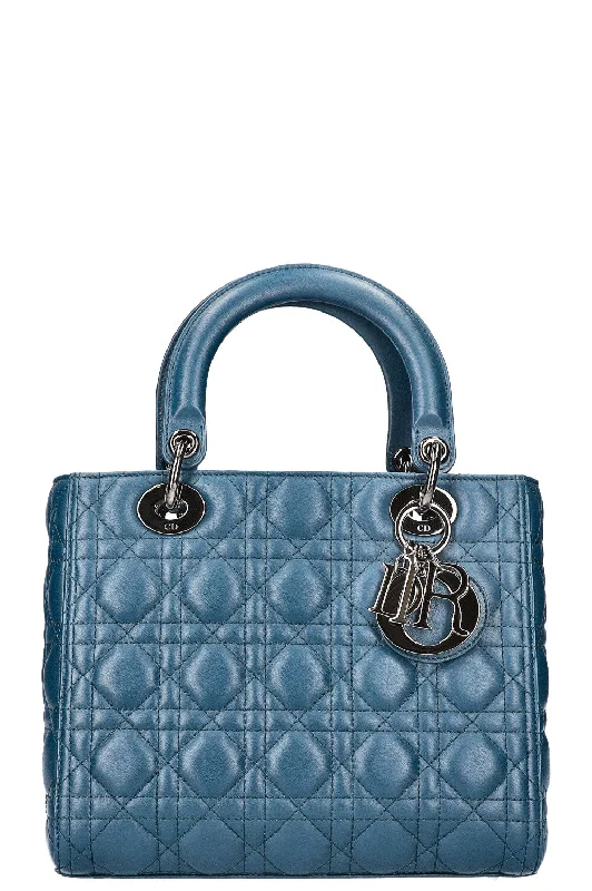 CHRISTIAN DIOR Lady Dior Bag Medium Blue