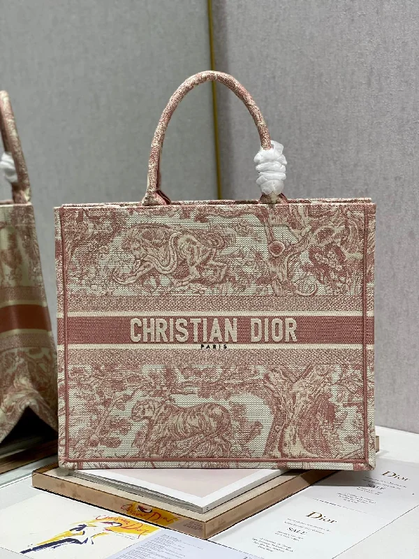 Christian Dior Large Book Tote Red Toile de Jouy Embroidery