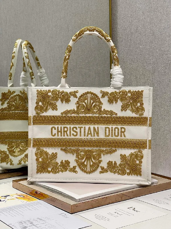 Christian Dior MeChristian Diorum Book Tote Gold And White, For Women,  Handbags 14in/36cm