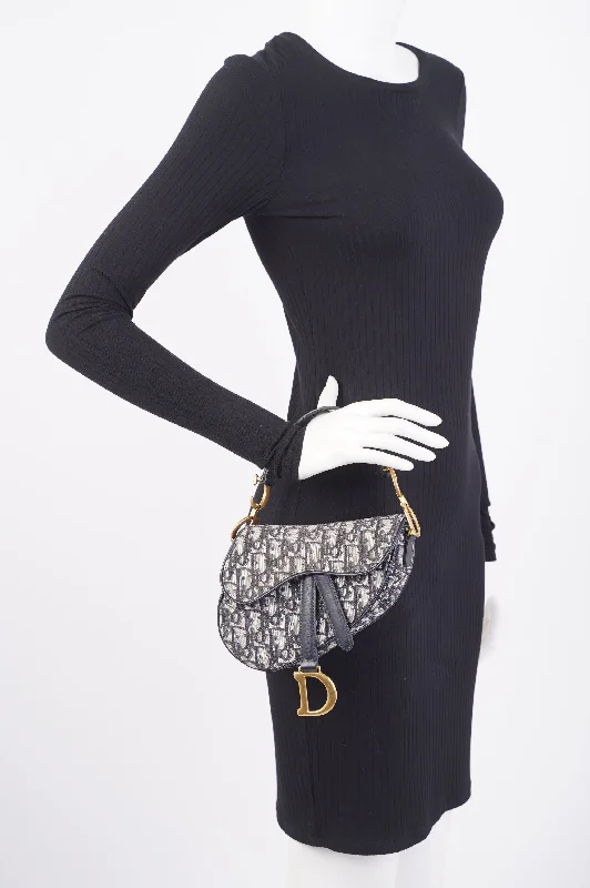 Christian Dior Saddle Bag Monogram / Navy Blue Canvas Mini