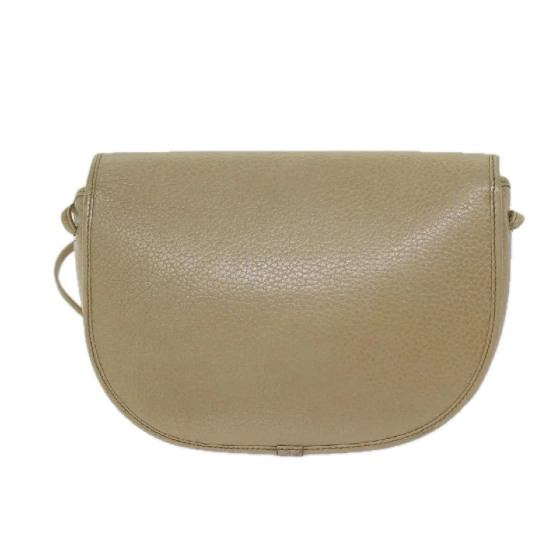 CHRISTIAN DIOR Shoulder Bag Leather Beige Auth bs13271