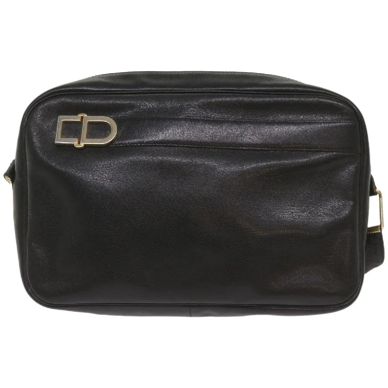 CHRISTIAN DIOR Shoulder Bag Leather Black Auth 68230