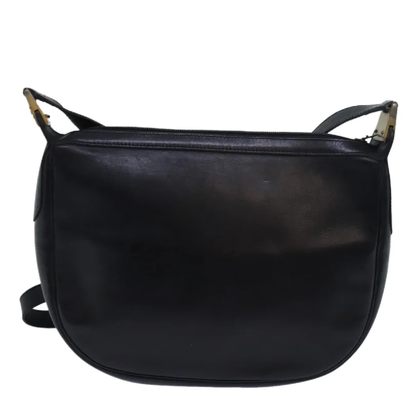 CHRISTIAN DIOR Shoulder Bag Leather Black Auth bs15719