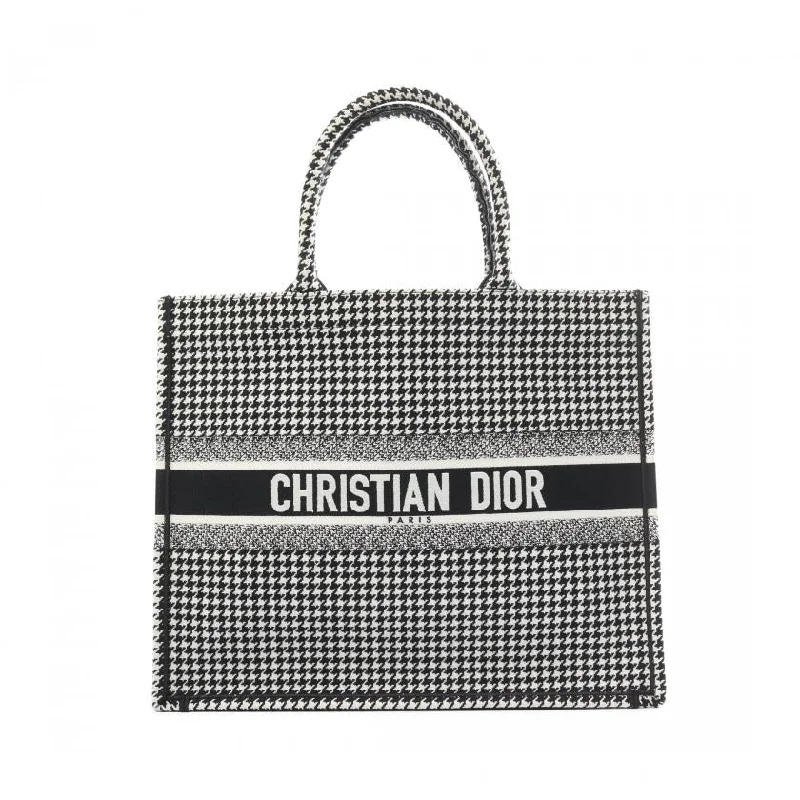 Christian Dior Book Tote Large Canvas Handbag Black White